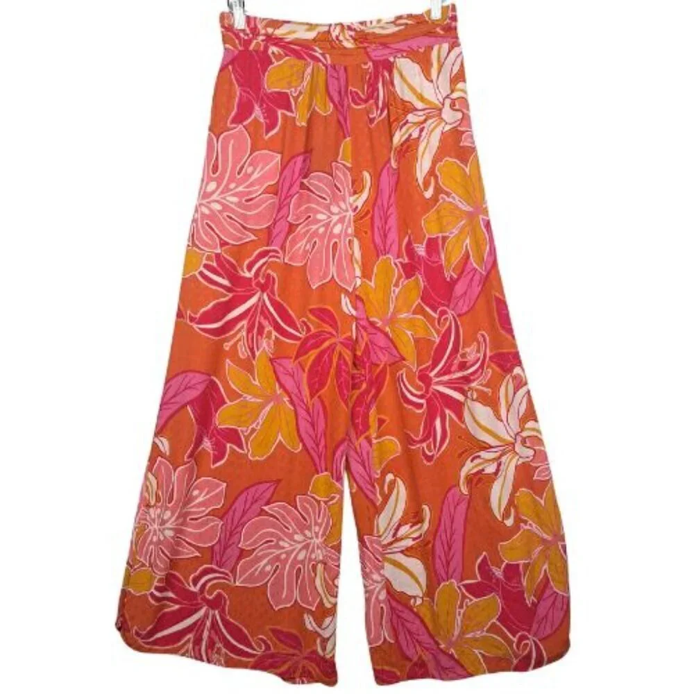 Rachel Roy Tropical Wide Leg Pull On Resort Pants - Picture 2 of 9